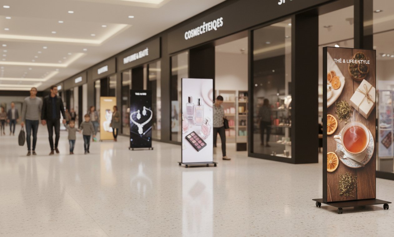 LED posters and screens in a retail store